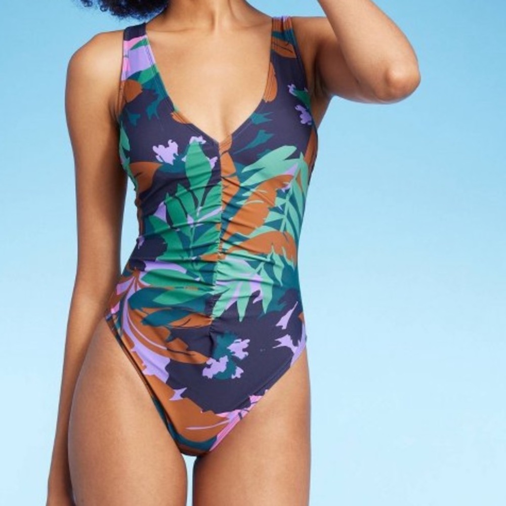 Women's Shirred Plunge One Piece Swimsuit
Shade & Shore Multi Floral Pri…